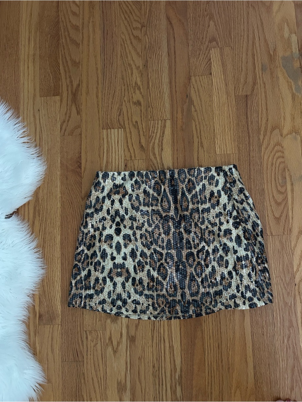 Leopard Print Sequin Mini Skirt - Versatile Chevron Animal Print